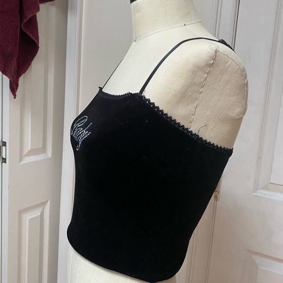 Velvet and rhinestone black tank top - Picture 4 of 6